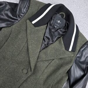 7 for All Mankind Womans Varsity Jacket Blazer Cropped Green Black Size Small